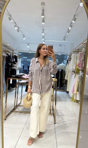 ÇİZGİLİ KAHVE GÖMLEK